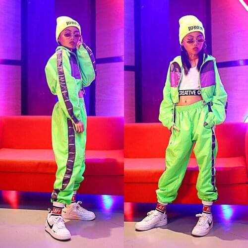 Modern Dancing Costumes Fluorescence Clothing Suits Kids Stage Costumes Outfits ChildrenS Hip Hop Dance Wear Girls Jazz outfits