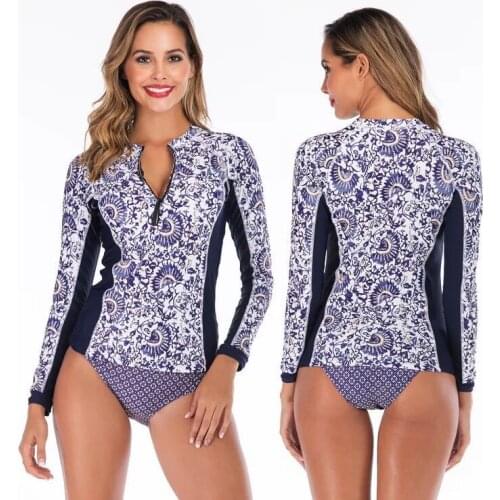 New Two Piece Swimsuit Swimwear Women Long Sleeve Plus size Swimwear Monokini Swimsuit 2019 Bodysuit Bathing Suit