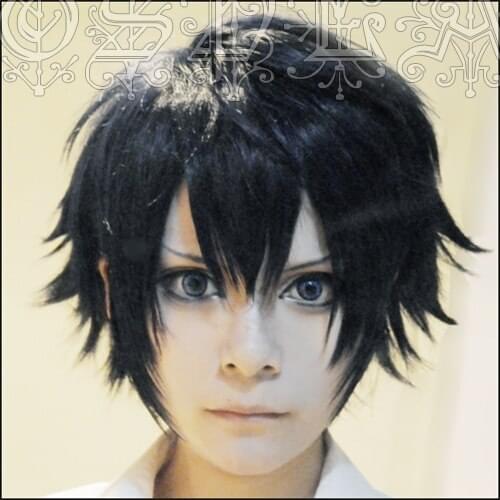 Anime Ao no Exorcist Blue Exorcist Okumura Rin Cosplay Wigs Short Black Heat Resistant Synthetic Hair Wig + Wig Cap