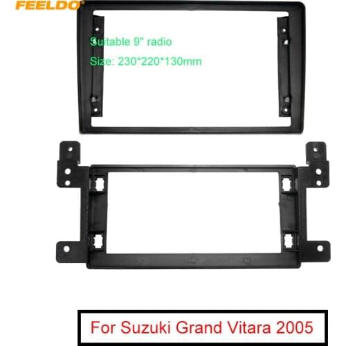 FEELDO Car Audio 9" Big Screen Fascia Frame Adapter For Suzuki Grand Vitara 2Din DVD Player Dash Fitting Panel Frame Kit
