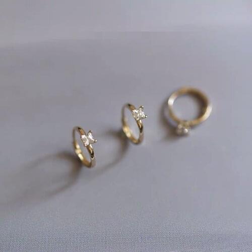 9K pure Gold Earring Simple fashion mini zircon round ear ring ball ear bone ear buckle cute simple woman girl gold ear jewelry