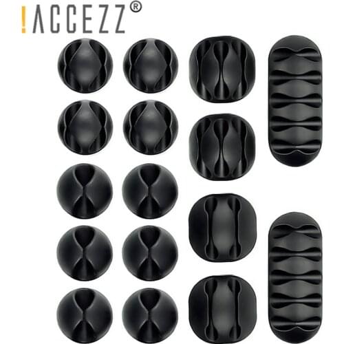 !ACCEZZ 16Pcs/set Multipurpose Cable Holder Organizer Silicone USB Cable Winder For Mouse Keyboard Headphone Earphone Headset