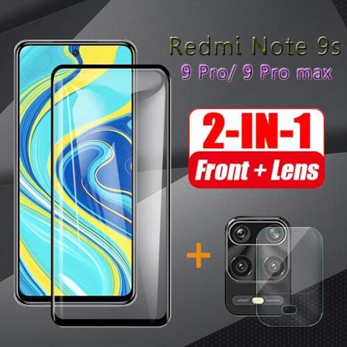 Protective glass for Redmi note 9s tempered glass for xiaomi red mi note9s pro max screen protector siaomi s9 camera lens 2in1