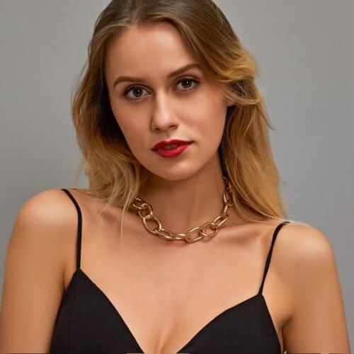 Fashion Women Hip Hop Exaggerated Punk Gold Color Thick Chain Necklace Big Chunky Collar Necklace Jeweley Gift