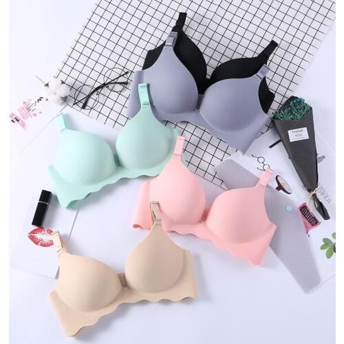 Women Bra 3/4 Cup Push Up Bra For Women Adjusted-straps Seamless Bra Wire Free Solid Bralette