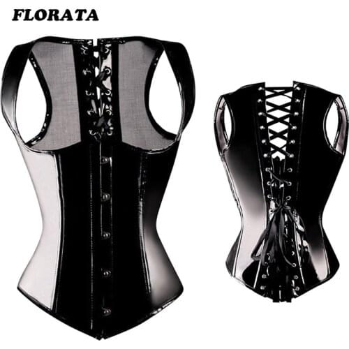 Women Sexy Corset Black Vest Lace Up Underbust Waist Corset Body Shaper Slim Vest Corse Halloween Dress Up 2019 New Fashion