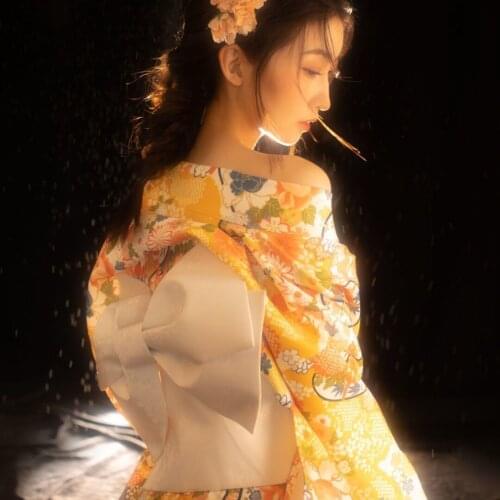 2021 Japanese Geisha Style God Girl Kimono Dress Renaissance Elegant Woman Cute Lolita Girl Bandage Vintage Fairy Cosplay Dress