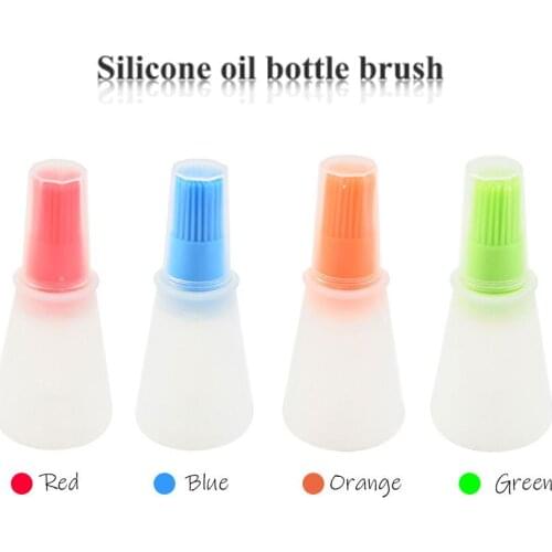 1Pcs Portable Silicone Oil Bottle with Brush Grill Oil Brushes Liquid Oil Pastry Kitchen Baking BBQ Tool Kitchen Tools for BBQ