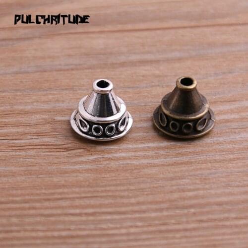 10pcs 11*14*14mm Two Color Bead Caps Charm Hollow Flower Pendants Jewelry Accessories DIY Receptacle Charms