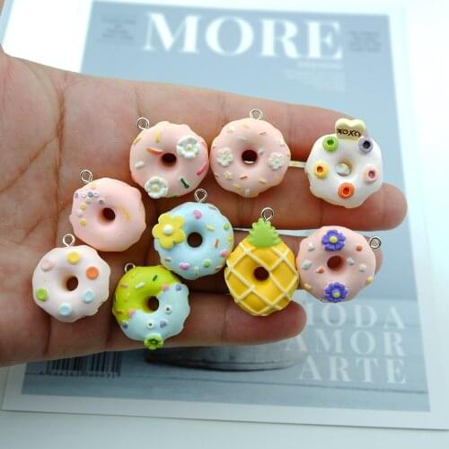 10pcs/Pack Donuts Charms for Earring Key Chain Necklace Pendant Jewelry Accessories Findings Making