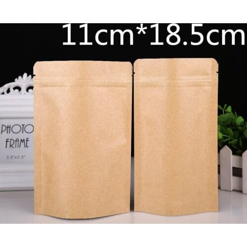 1000Pcs 11*18.5cm Zip Lock Kraft Paper Aluminum Foil Party Pack Bag Coffee Tea Powder Food Package Valve Zipper Pouch