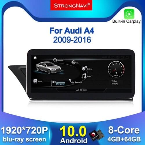 1920*720 IPS Android 10.0 Car GPS Navigation Radio Stereo Multimedia Player ForAudi A4 A5 A4L B8 2009-2016 Car Head Unit 4G lte
