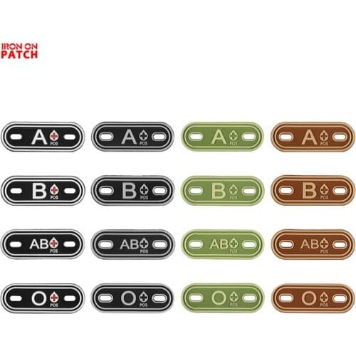 2Pcs PVC Blood Type group tag A+ B+ AB+ O+ Positive Patch Badges A B AB O POS Tactical Patch for Bag Shoe Shoelace zipper