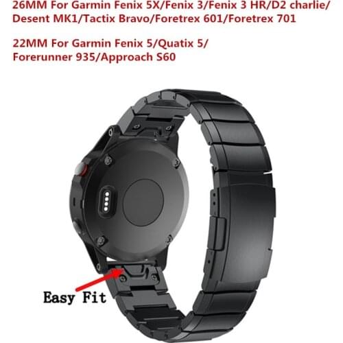 26MM 22MM Stainless Steel Watchband Strap for Garmin Fenix 3 Smart Watch Quick Release Metal Wrist Band Strap for Garmin Fenix 5