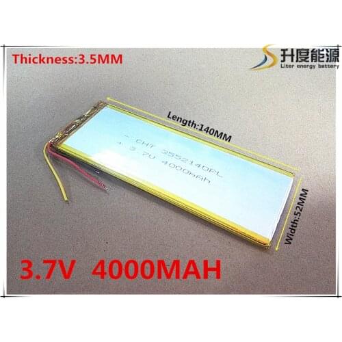 3552140 3.7V 4000mAh Rechargeable Li-Polymer Li-ion Battery For Tablet PC electronics safety power Bank Notebook