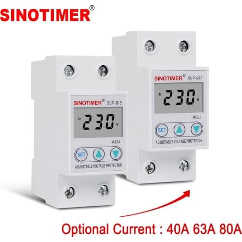40A 63A 80A Single Phase DIN Rail LCD Digital Adjustable Voltage Protector Auto Reconnect Surge Protection Device Voltage Relay