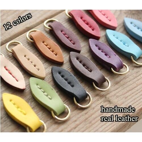 5pcs/lot Zipper Pull leaf/cow split leather Zipper Puller/Zip Fastener/Zip slider/Zip replacement bags garment free shipping