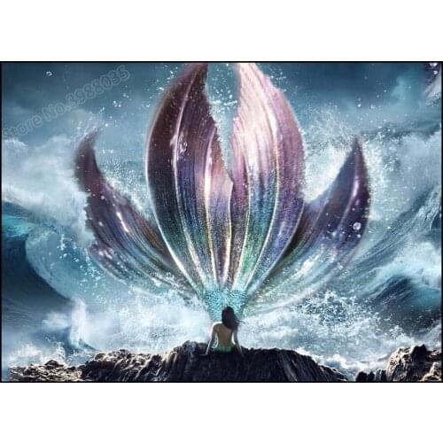 5D DIY Diamond Painting Mermaid Scenery Full Square Diamond Embroidery Cross Stitch Kit Rhinestones Mosaic Picture Sea Paintings