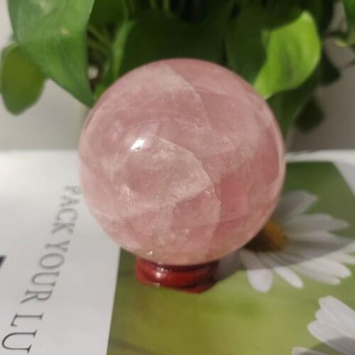 6-7cm Natural Pink Rose Quartz Crystal Healing Ball Sphere