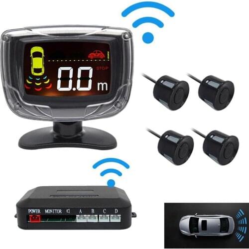 Car Wireless Radar Detector Parking Sensor Set LCD Display 4 Probes Backup Reversing Radar Monitor Detector System