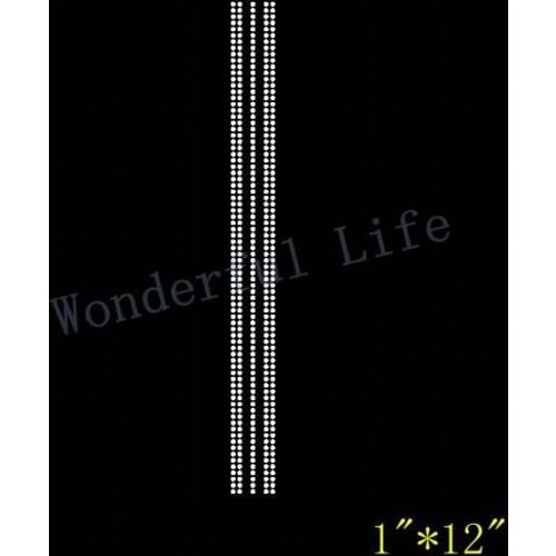 Free shipping Cheer bow strip for center 1" x 12" rhinestone Iron On bling transfer