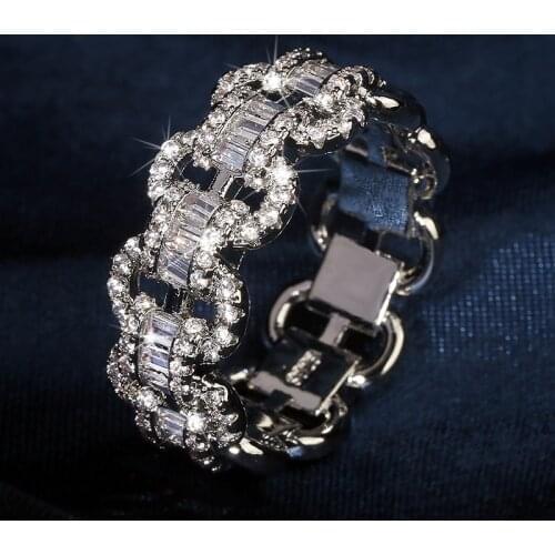 Large Zircon Single Row Silver Plated Ring Women Ring Engagement Rings Designed For Women Birthday Gift Jewelry For Girlfriend