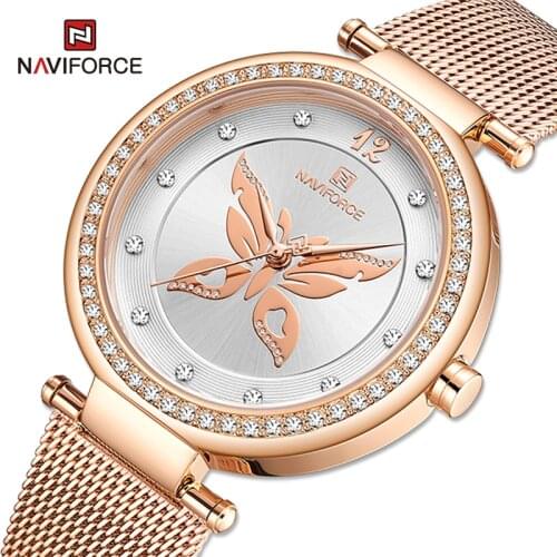 NAVIFORCE Luxury Brand Watches For Women Fashion Creative High Quality Ladies Quartz Wrist Watch Waterproof Steel Band Bracelet