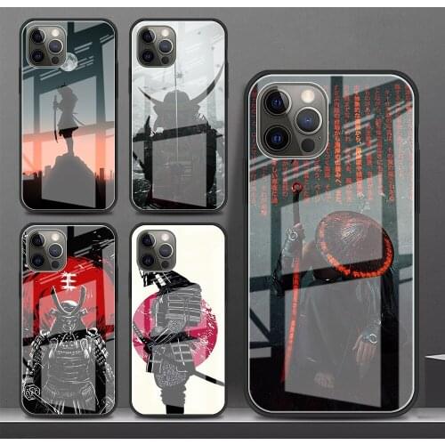 Phone Case For Apple iPhone 11 12 Pro Max XR 7 8 Plus SE 2020 X XS 6 6S 12mini Tempered Glass Back Cover Japanese Ronin Warrior
