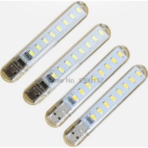 DHL 500pcs USB Led Lamp Mini Portable Bright Book Light With 8 Leds Reading Lamp For PC Laptop Luminaria Emergency Night Lights