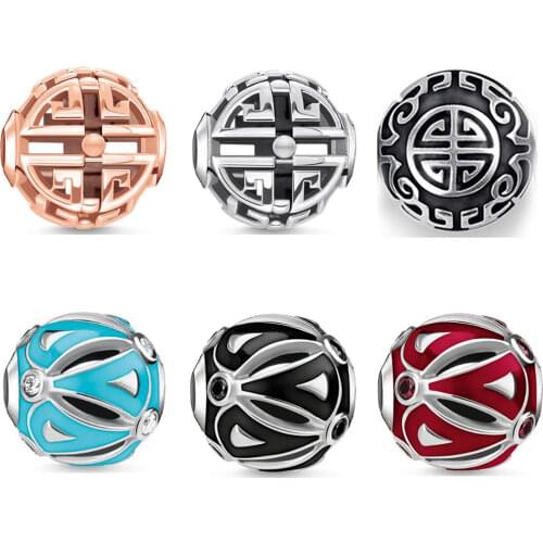 Long Life Beads Charms Symbol 925 Sterling Silver Asian Ethnic Good Luck Jewelry Fit Necklace Bracelet DIY Accessories Women Men