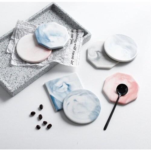 9.3x9.3x0.7cm Eco-Friendly Marbling Ceramic Bright Color Home Heat Insulation And Scald Proof Coaster Hot Sell