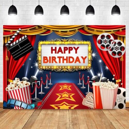 Laeaco Baby Cartoon Cinema Film Popcorn Stage Red Carpet Happy Birthday Party Photo Background Photography Backdrop Photo Studio