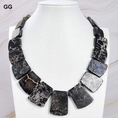GuaiGuai Jewelry Black Sea Sediment Imperial Jasper Graduated Necklace 20"