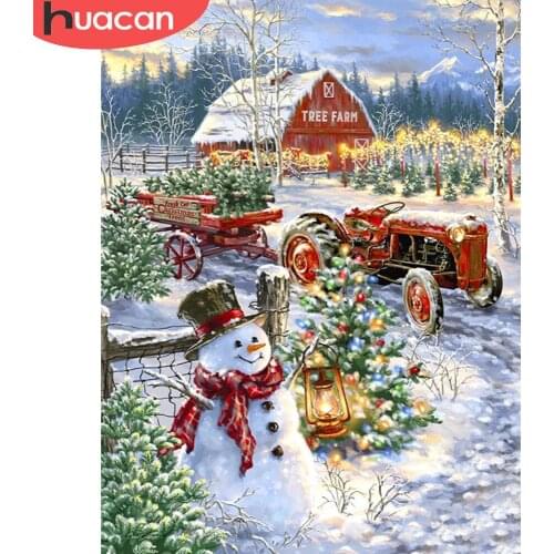 HUACAN 5D DIY Diamond Painting Snowman Home Decor Full Square/Round Diamond Embroidery Christmas Winter Rhinestones Pictures