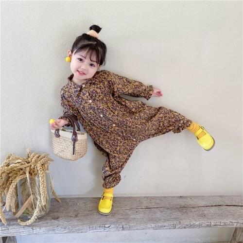 Girls Jumpsuit Children Clothing 2020 Autumn New Toddler Casual Floral Tooling Baby Kids Clothes Japanes & Korean Style 1-6 Y
