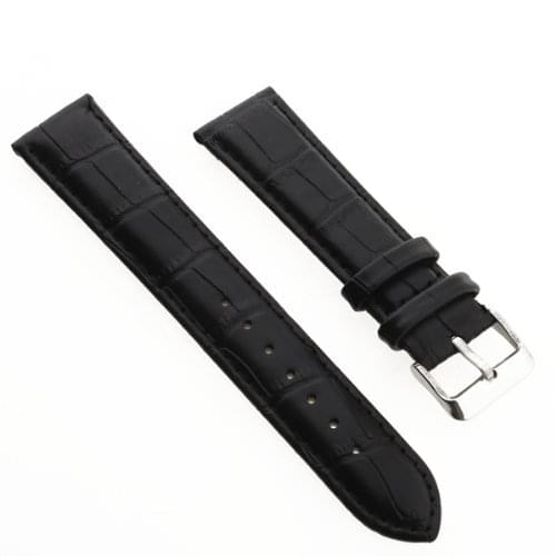 YCYS-20mm Watch Spare PU Black Bracelet Watch Strap Band