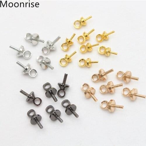 50-100pcs 3/4/5/6/8mm Brass Eye Pin Pearl Pendant Charm Connector Bail For Diy Jewelry Making