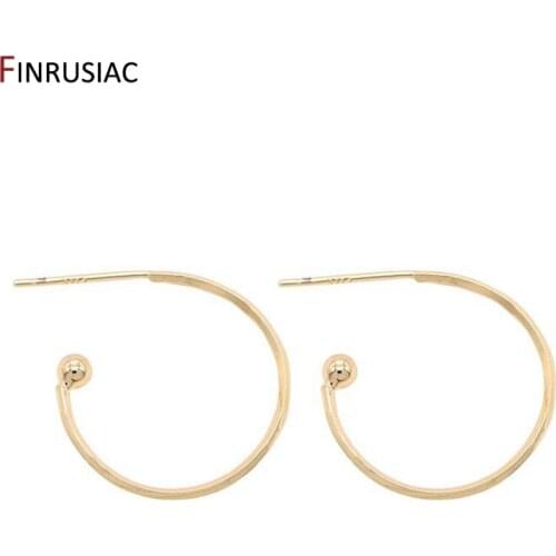 14K Gold Plated 20mm Hoop Earrings Hook Brass Earring Findings For DIY Making Pearl Drop Earrings Accessories Wholesale