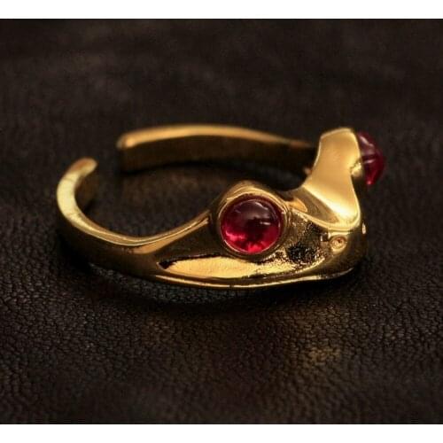 LINSION Gold Plated Brass CZ Eyes Charms Frog Ring Lovely Toad Ring GP266 US Size 5~10