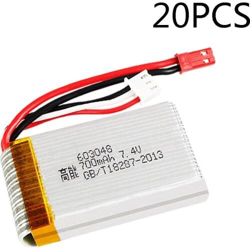 20PCS/set 7.4V 700mAh 25C Lipo Battery 603048 JST Plug For X600 F46 X601H JXD391V Aircraft model 2S 7.4V battery wholesale