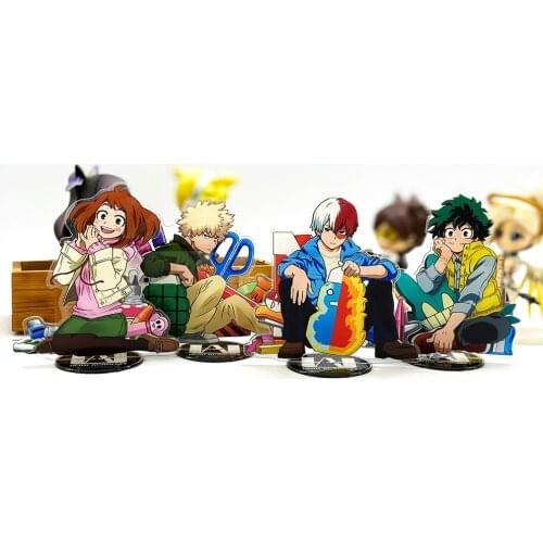 Love Thank You My Hero Academia school desgin Midoriya Todoroki Bakugou Ochaco acrylic stand figure model holder cake topper toy