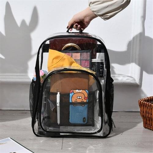 New PVC Waterproof Transparent School Bag See Through Backpacks High Quality Large Capacity Backpack Solid Clear Backpack