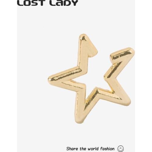 Lost Lady NEW Cuff Earrings Trendy Clip On Earrings Geometric Round Gold Color Earcuff No Piercing Punk Earring Jewelry