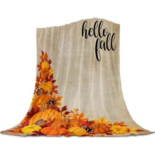 Living Room Sofa Blanket Pumpkin Maple Leaf Retro Children Soft Throw Blanket Travel Airplane Hotel Portable Warm Thin Blanket