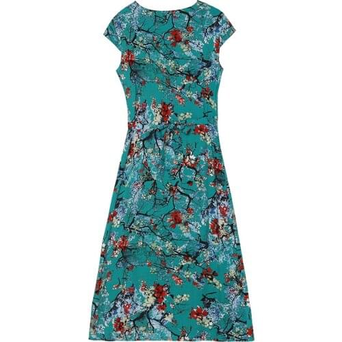 Women Comfortable Floral Print Dress New Ladies Short Sleeve Loose Summer Long Cotton Dress Female Vestidos Elegant Clothing