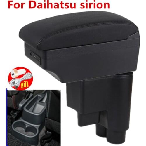 For Daihatsu sirion armrest box USB Charging Double layer central Store content cup holder ashtray accessories