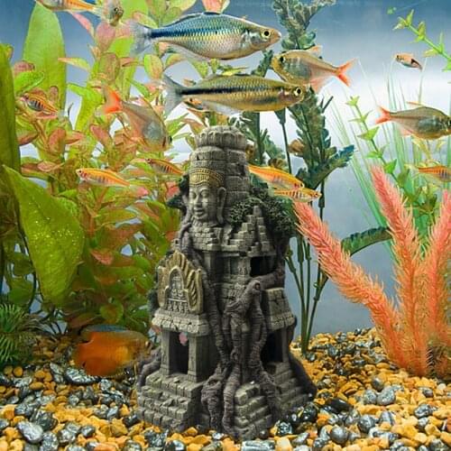 Resin Egyptian Pharaoh Sculpture Fish Tank Decorations Reptile Hideout Cave Decoration Ornament Fish Tank Aquarium Landscape