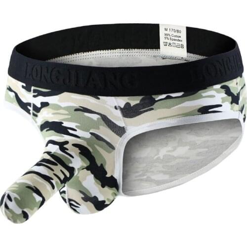 Sexy Underwear Men Camouflage Printed Cotton Briefs Men Panties Elephant Nose Penis Pouch Hombre Slip Gay Underwear