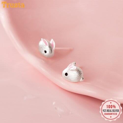 Trustdavis Genuine Fashion 925 Sterling Silver Jewelry Cute Sweet Mouse Stud Earrings For Women Girls Wedding Jewelry Gift DA479