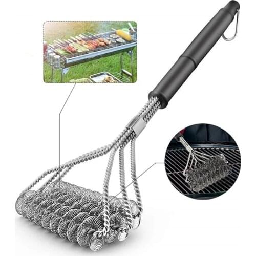 Barbecue Grill BBQ Brush Clean Tool Stainless Steel Wire Bristles Non-stick Cleaning Brushes With Handle Durable Cook Accessorie